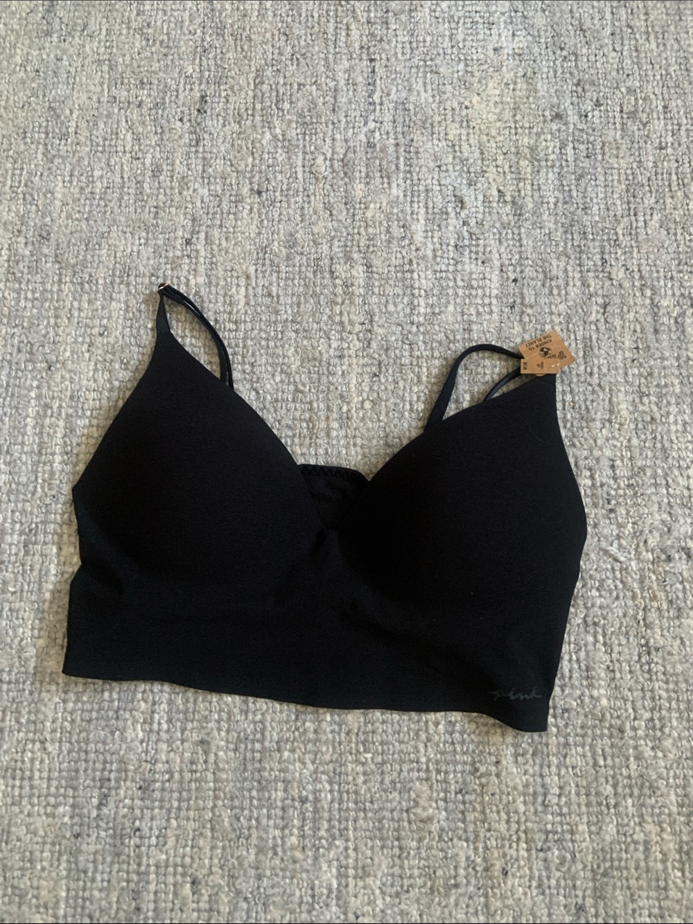 PINK Victoria's Secret Black Stretch Wireless Bralette